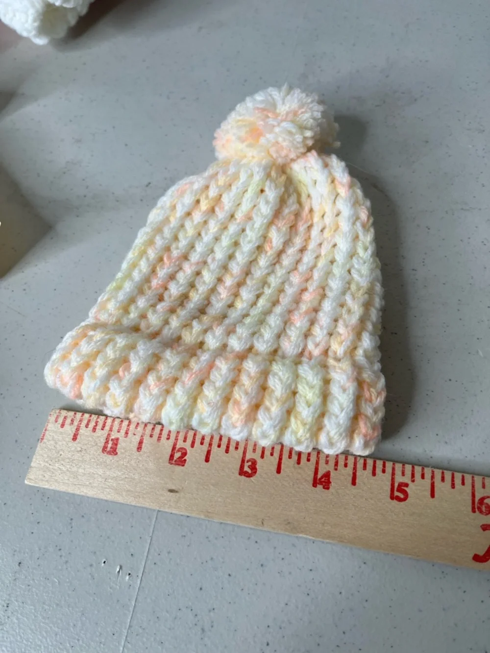 Newborn Baby Beanie - Pastel Yellow & Peach